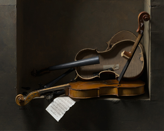 Nature morte avec violons dans une niche